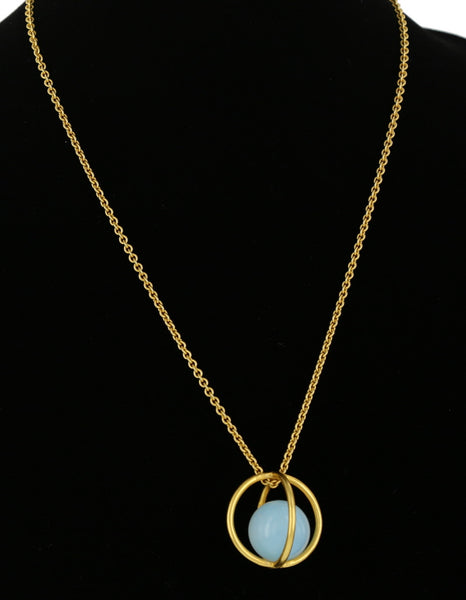 LARGE CAGE PENDANT / GOLD/ OPALITE