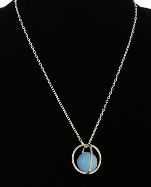 LARGE CAGE PENDANT / SILVER / OPALITE
