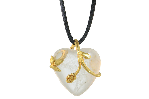 VINE PENDANT WITH ROCK CRYSTAL HEART