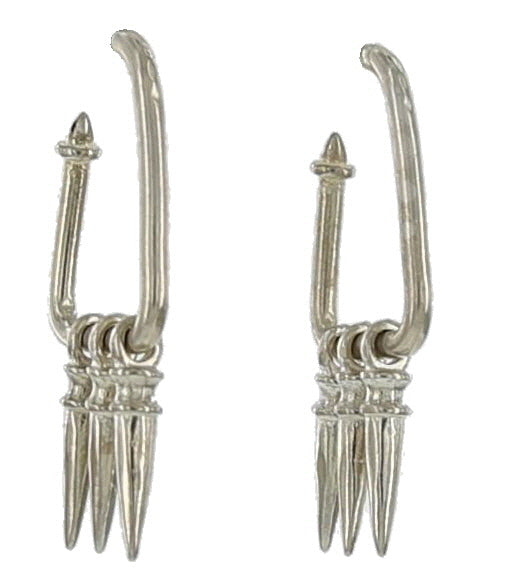 TRIANGULAR HOOP WITH DROPS / SILVER