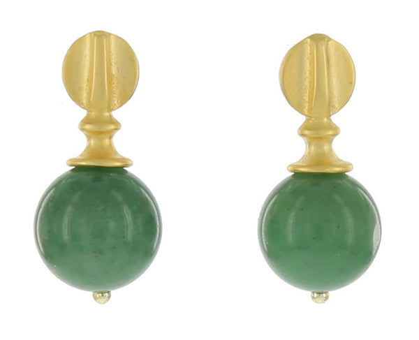 GOLD POST TOP WITH STONE SPHERE / GREEN AVENTURINE