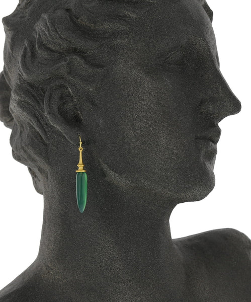 LONG POINTED DROPS / GREEN ONYX