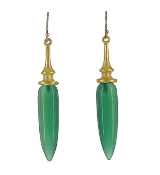 LONG POINTED DROPS / GREEN ONYX
