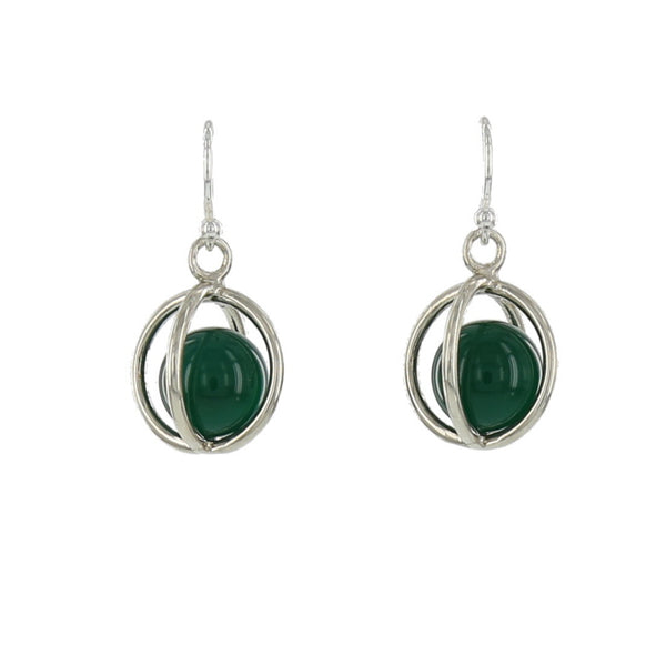 LARGE CAGE / STERLING WITH GREEN ONYX