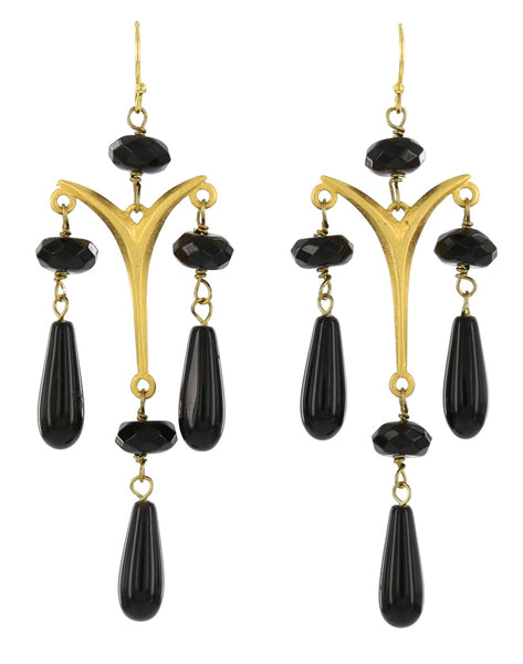 SMALL POMPADOUR FRENCH WIRES / BLACK ONYX