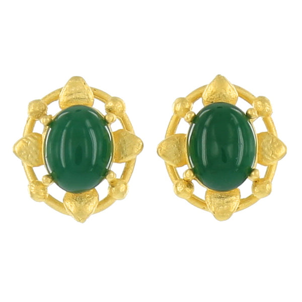OVAL STUDS / GREEN ONYX