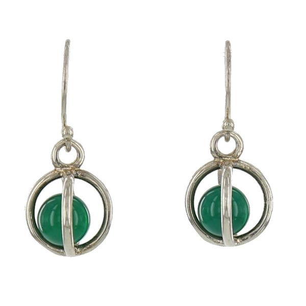 SMALL STERLING CAGES / GREEN ONYX