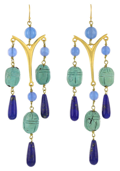 LARGE POMPADOURS WITH TURQUOISE SCARABS