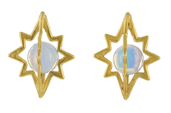 STAR CAGE STUD /  GOLD / OPALITE