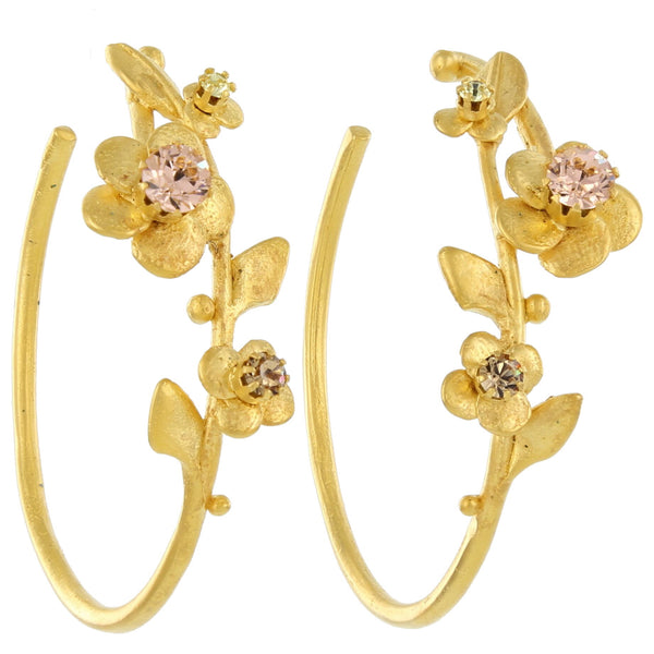 FLOWER HOOPS WITH STONES / PEACH