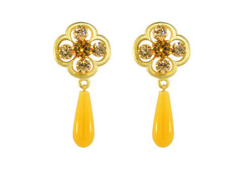CLOVER POST WITH DROP / YELLOW JADE