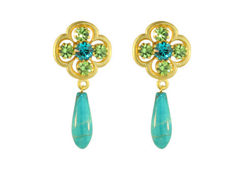 CLOVER POST WITH DROP / BLUE ZIRCON