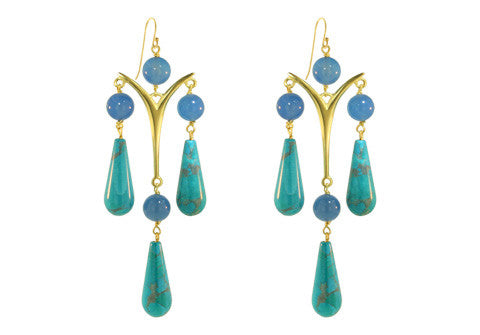 LARGE POMPADOUR FRENCH WIRES / BLUE ONYX