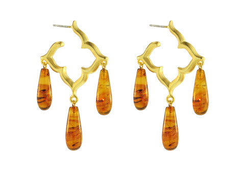 SMALL GOTHIC HOOPS / AMBER
