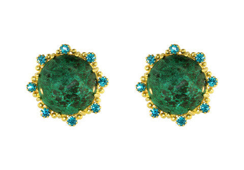 ROUND BUTTON CLIPS / CHRYSOCOLLA