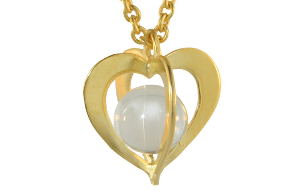 HEART- SHAPED CAGE PENDANT WITH ROCK CRYSTAL SPHERE