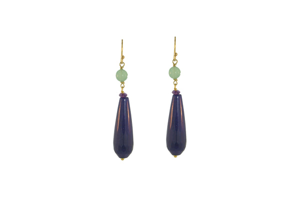 FACETED JADE FRENCH WIRES / BLUE