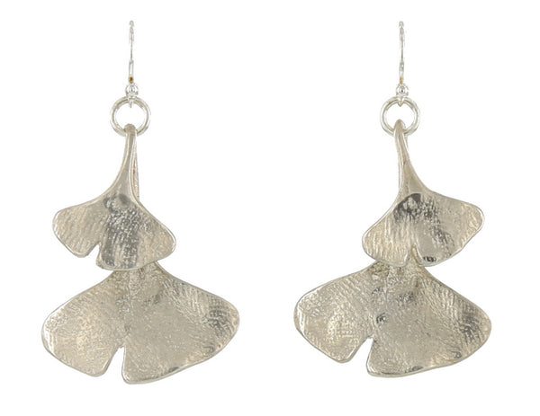 DOUBLE GINGKO FRENCH WIRE / STERLING / SMALL