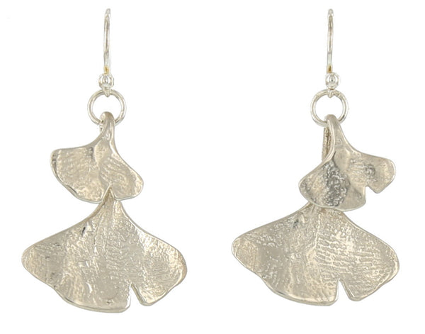 DOUBLE GINGKO FRENCH WIRE / SILVER / LARGE